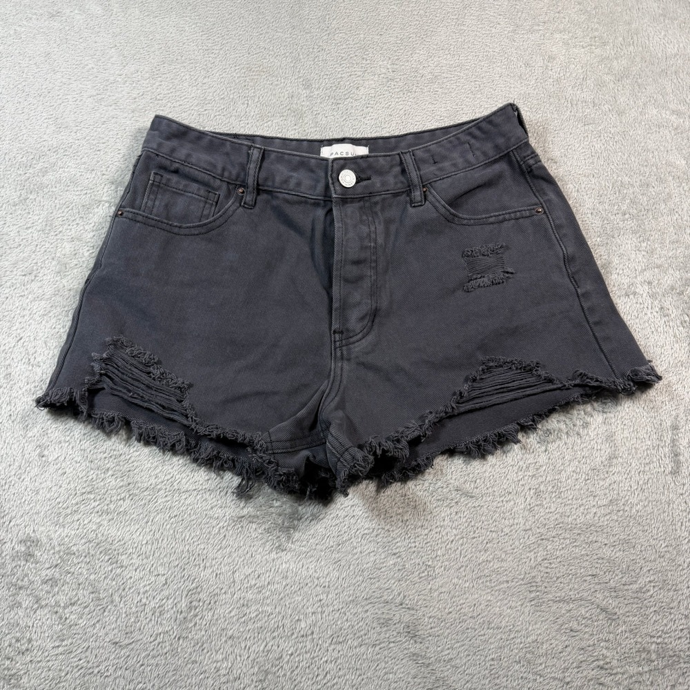 PacSun High Rise Festival Shorts Women 27 Gray Distressed Cut Off Denim